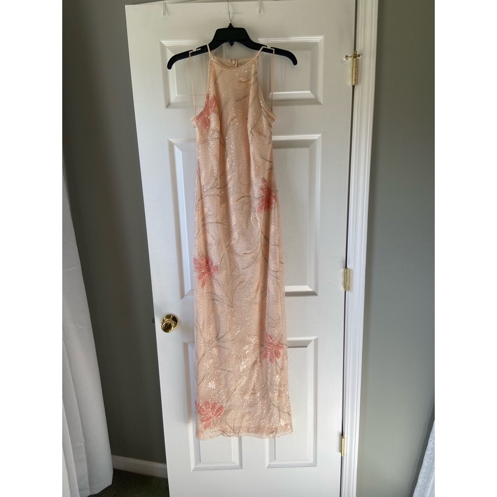 Belle by Badgley Mischka dress. Size 2. Cream/pink/peach color. Worn once.